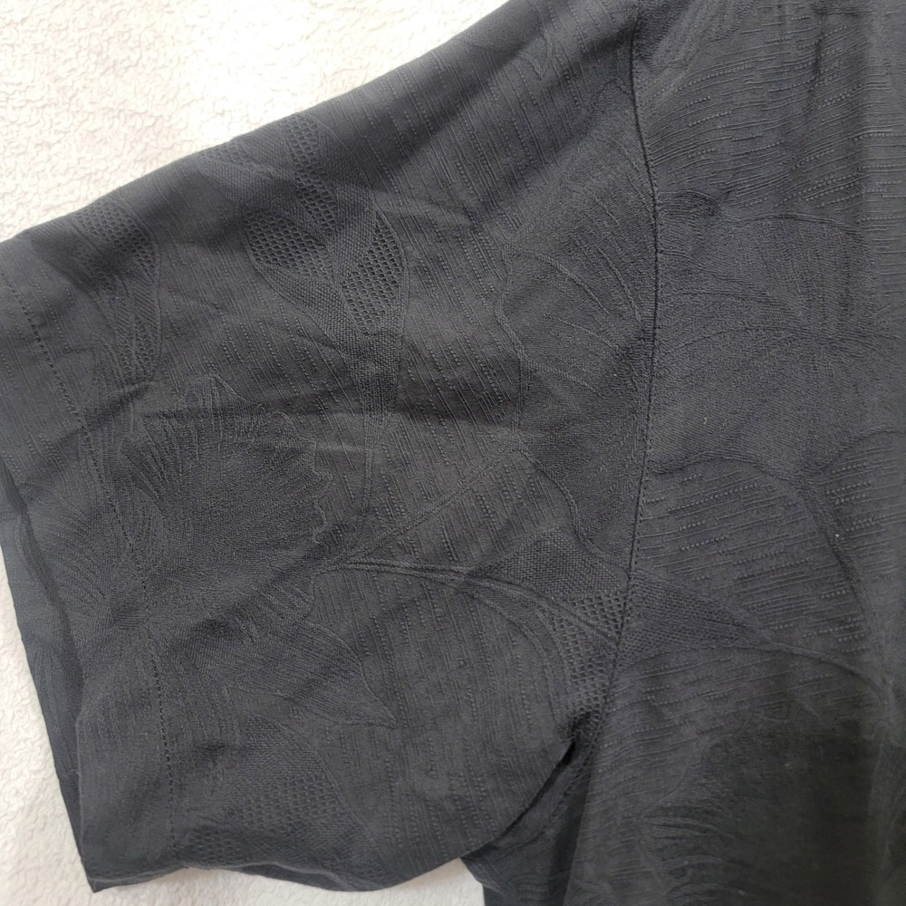 Tommy Bahama Men XXL Black Silk Jacquard Six Flights A Day Wine Embroidery Shirt - Picture 10 of 14